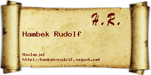 Hambek Rudolf névjegykártya